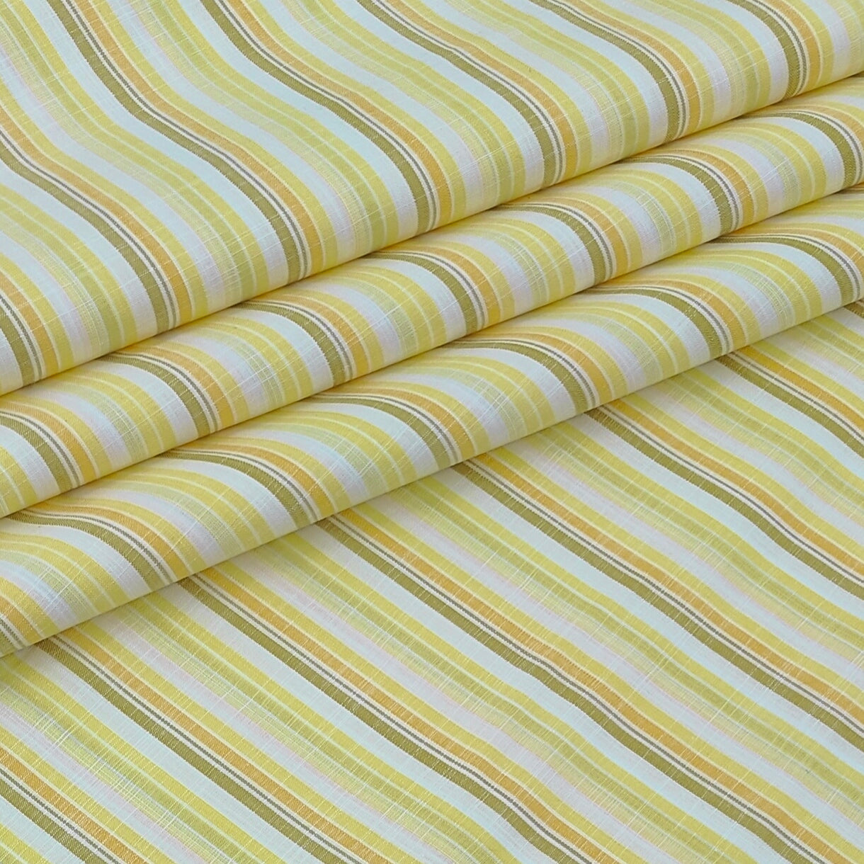 Shirt Fabric Arvind 100% Pure Cotton Candy Stripes Colour Butte Yellow N White